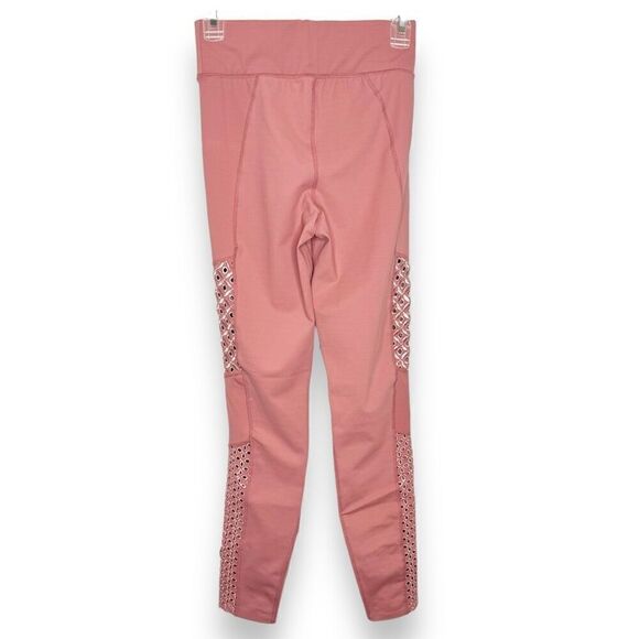 Carbon 38 Floral Eyelet Side Panel High-Rise Leggings Rose Pink Women’s Size S - Picture 6 of 7
